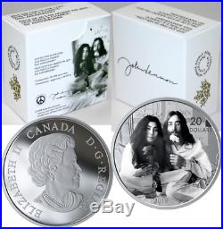 2019 Give Peace a Chance $20 1OZ Silver Proof Coin Canada, Yoko Ono, John Lennon