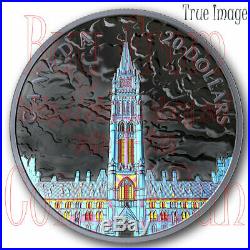 2019 Lights of Parliament Hill $20 1OZ Pure Silver Proof Glow-In-The-Dark Coin