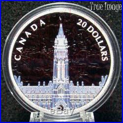 2019 Lights of Parliament Hill $20 1 OZ Pure Silver Proof Glow-In-The-Dark Coin