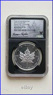 2019 Pride of Two Nations 2 Coin Silver Set-Canada Set NGC PF70 FDI-10,000 Rare