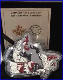 2019 THE CANADIAN LANDSCAPE Silver Map Coin $50 Canada RCM