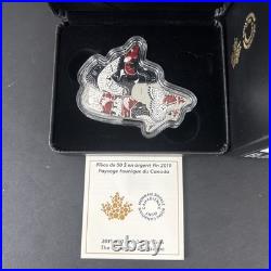 2019 The Canadian Landscape $50 3OZ Pure Silver Proof Canada Map Shaped Coin