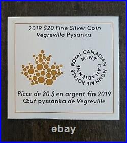2019 Vegreville Ukrainian Pysanka $20 1OZ EggShaped PureSilver Proof Coin Canada