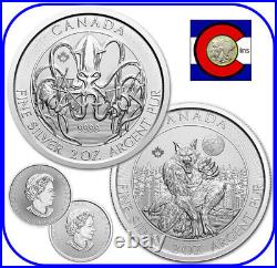 2020 2021 Canada Creatures of the North Kraken & Werewolf 2 oz Silver Coins