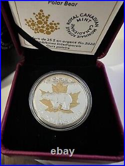 2020 $25 Timeless Icons Polar Bear Pure Silver Piedfort Coin