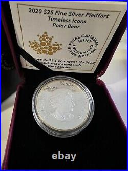 2020 $25 Timeless Icons Polar Bear Pure Silver Piedfort Coin