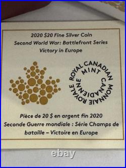 2020 31.39g 99.99% Pure Silver $20 Canadian Coin. WW ll Victory In Europe. + COA