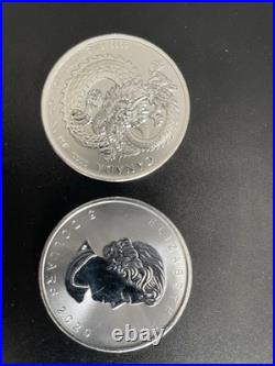 2020 $5 1oz Silver Coin Depicting Lucky Dragon On One Side And Queen Elizabeth