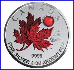 2020 CANADA $5 Enameled Silver Maple Leaf 40th anniv National Anthem coin only