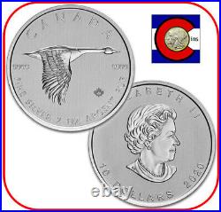2020 Canada $10 2 oz 0.9999 Silver Canadian Goose Coin in direct fit capsule