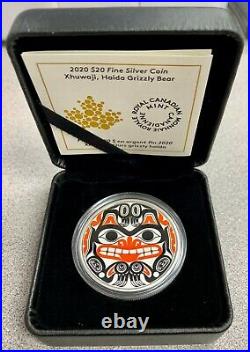 2020 Canada $20 Bill Reid Grizzly Bear Xhuwaji Haida 1 oz Silver Coin 7500 Made