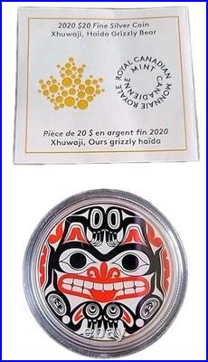 2020 Canada $20 Bill Reid Haida Grizzly Bear 1oz Pure Silver. 9999 Coloured Coin