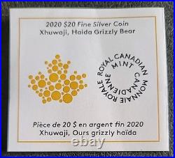 2020 Canada $20 Bill Reid Haida Grizzly Bear 1oz Pure Silver. 9999 Coloured Coin