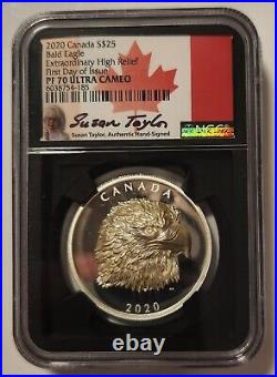 2020 Canada S $25 Bald Eagle Extra High Relief Proof Silver Coin NGC PF70 UC