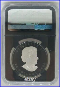 2020 Canada Silver Maple Leaf Black Rhodium Incused 1 oz NGC PF70 FR $20 Coin