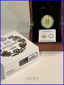 2020 Canadian $20 Fine Silver/gold Plated Proof Coin. Iconic Maple Leaves