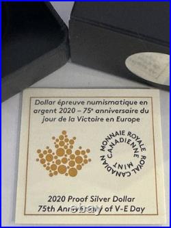 2020 Canadian 23.17g 99.99% Pure Silver Proof Dollar. 75Th Anniversary VE DAY