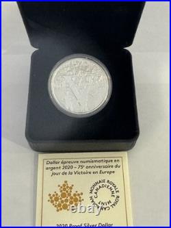 2020 Canadian 23.17g 99.99% Pure Silver Proof Dollar. 75Th Anniversary VE DAY