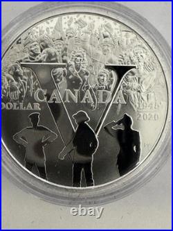 2020 Canadian 23.17g 99.99% Pure Silver Proof Dollar. 75Th Anniversary VE DAY