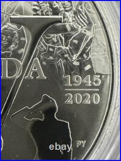 2020 Canadian 23.17g 99.99% Pure Silver Proof Dollar. 75Th Anniversary VE DAY