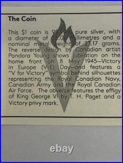 2020 Canadian 23.17g 99.99% Pure Silver Proof Dollar. 75Th Anniversary VE DAY