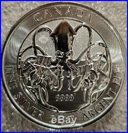 2020 Canadian Kraken 2 oz. 9999 Silver Coin pirate under the sea beast