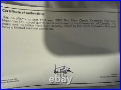 2020 Classic Canadian Proof Pure Silver Colourised Coin Set with Medallion OGP+COA