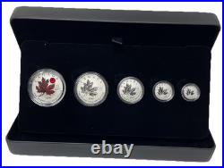 2020 Fine Silver Maple Leaf Fractional 5 Coin Set, O Canada. E-351