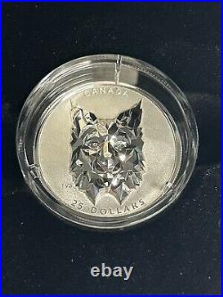 2020 Lynx Multifaceted Animal Head $25 Canada Fine Silver Coin Royal Mint COA