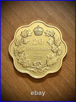 2020 RCM $20 Canada Scallop Shaped Iconic Maple Leaf Fine Silver withGold Gilding