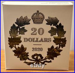 2020 RCM $20 Canada Scallop Shaped Iconic Maple Leaf Fine Silver withGold Gilding