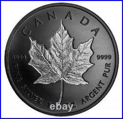 2020 Rhodium Plated Incuse Maple Leaf Pure 1oz. 9999 Silver Coin Canada