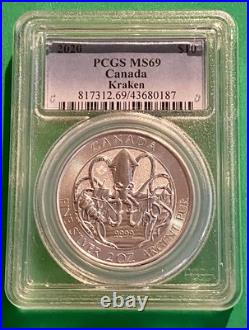2020 Royal Canadian Mint 2oz Silver Creatures of the North The Kraken PCGS MS69