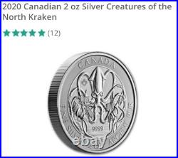 2020 Royal Canadian Mint 2oz Silver Creatures of the North The Kraken PCGS MS69