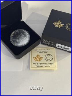2020 W 1 oz 99.99% PURE SILVER $5 CANADIAN MAPLE LEAF With OGP and COA