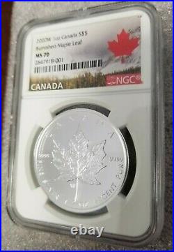 2020-W Canada Burnished Silver Maple Leaf Coin $5 1OZ Winnipeg NGC MS70