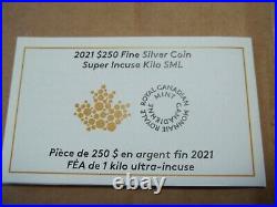 2021 1 Kilogram Pure Silver Coin Super Incuse Silver Maple Leaf