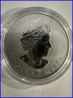 2021. 1oz 99.99% PURE SILVER CANADIAN MAPLE LEAF $5 COIN WITH W MINT MARK