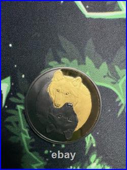 2021 $20 Fine Silver Coin Black And Gold The Grey Wolf