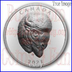 2021 Bold Bison $25 EHR Extra High Relief Head Proof Pure Silver Coin Canada