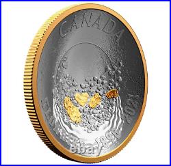 2021 CANADA $25 Klondike Gold Rush Panning Gold. 9999 Pure Silver Concave Coin