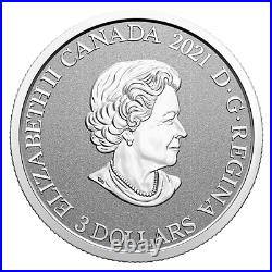 2021 CANADA FLORAL SASKATCHEWAN WESTERN RED LILY 3$ 99.99% 1oz. PURE SILVER COIN