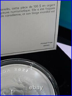 2021? Canada 10 oz Pure Silver Coin Wolf Sketch Robert Bateman #209/800