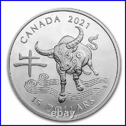 2021 Canada 1 oz Proof Silver $15 Lunar Year of the Ox SKU#218445