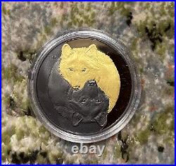 2021 Canada $20 Fine Silver Black & Gold Grey Wolf Coin