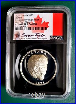 2021 Canada $25 1 oz 9999 Silver Buffalo Bison NGC PF 70 Ultra Cameo Hand-Signed