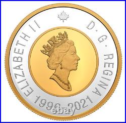 2021 Canada 25 Years of the Toonie 1 oz. Silver With Gold Plated Coin & BRX Bill
