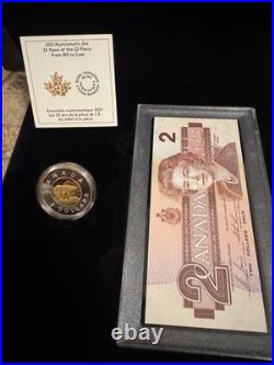 2021 Canada 25th Anniversary of Toonie 1 Oz. 9999 Silver Coin and Bank Note Set