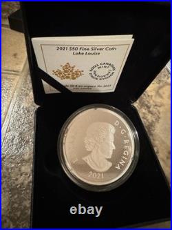 2021 Canada $50 Fine Silver Coin Lake Louise Ultra High Relief with Box
