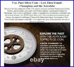 2021 Canada 5 oz Pure Silver Coin Lost Then Found Champlain and the Astrolabe
